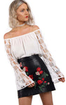 Off Shoulder With Crochet Lace Detail Bell Sleeves