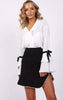 Ribbon Detail Sleeve Floaty Wrap Front Top
