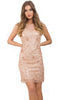 Sequin Embellished Mesh Back Cocktail Party Dress