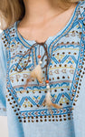 Short Aztec Feather Tassel Boho Kaftan Top