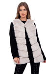 Ultra Soft Chevron Faux Rabbit Fur Leather Panel Gilet