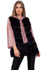 Ultra Soft Chevron Faux Rabbit Fur Leather Panel Gilet